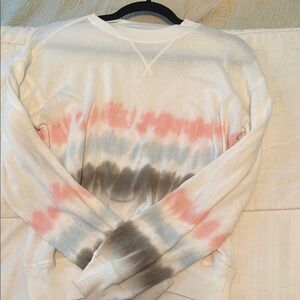 SO Women's Tie-Dye Crew Neck Sweater - White, Pink, Gray